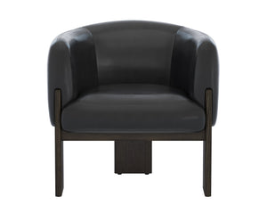 Sunpan Trine Lounge Chair - Luxurious Comfort with Unique Shape and Handcrafted Wood Base for Any Home Style Dark Brown / Vintage Black Night Leather