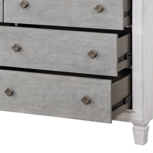 English Elm Katia Transitional Rustic Gray & Weathered Finish Dresser with Felt-Lined Top Drawer and Smooth Glides White 69 L x 22 W x 39 H B2726P248052