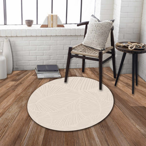 English Elm CURVE Beige Round Rug 41" x 41" - Jaquard Woven High-Low Polyester, Durable Kid & Pet Friendly Decor B186P261389