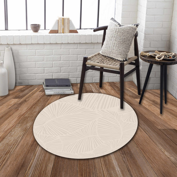 English Elm CURVE Beige Round Rug 41" x 41" - Jaquard Woven High-Low Polyester, Durable Kid & Pet Friendly Decor B186P261389