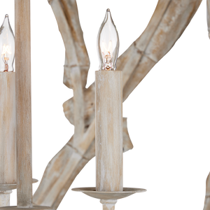 Driftwood Whitewash Orb Chandelier - Coastal Elegance in Natural Driftwood, Adjustable Height Design