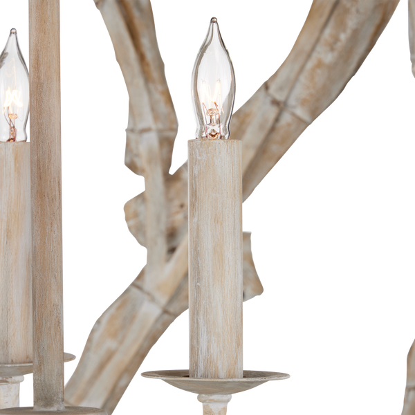 Driftwood Whitewash Orb Chandelier - Coastal Elegance in Natural Driftwood, Adjustable Height Design