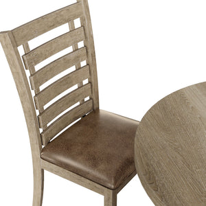 English Elm Set of 2 Ladderback Solid Wood Dining Chairs Weathered Farmhouse Kitchen Seating W2537P369841
