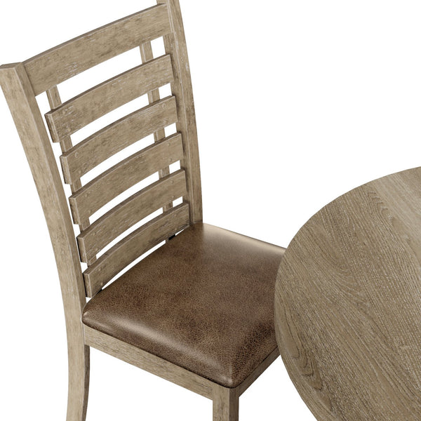 English Elm Set of 2 Ladderback Solid Wood Dining Chairs Weathered Farmhouse Kitchen Seating W2537P369841