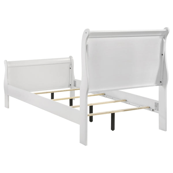 English Elm Mckee White Twin Sleigh Bed Tall Paneled Headboard Cottage Style Rubberwood Frame B062S01817