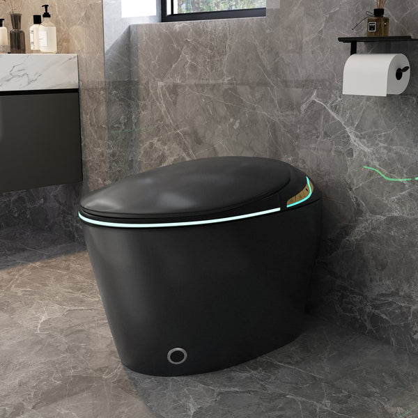 English Elm Unique Smart Toilet with Built in Bidet Auto Lid Foot Sensor and Warm Air Dryer W3133P384976