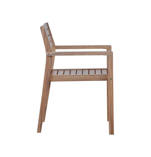 English Elm U_style Solid Acacia Wood Round Outdoor Dining Set Seats Four with Slatted Design Light Gray,Natural & Light Brown WY000475AAD