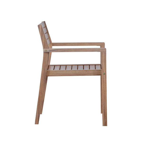 English Elm U_style Solid Acacia Wood Round Outdoor Dining Set Seats Four with Slatted Design Light Gray,Natural & Light Brown WY000475AAD