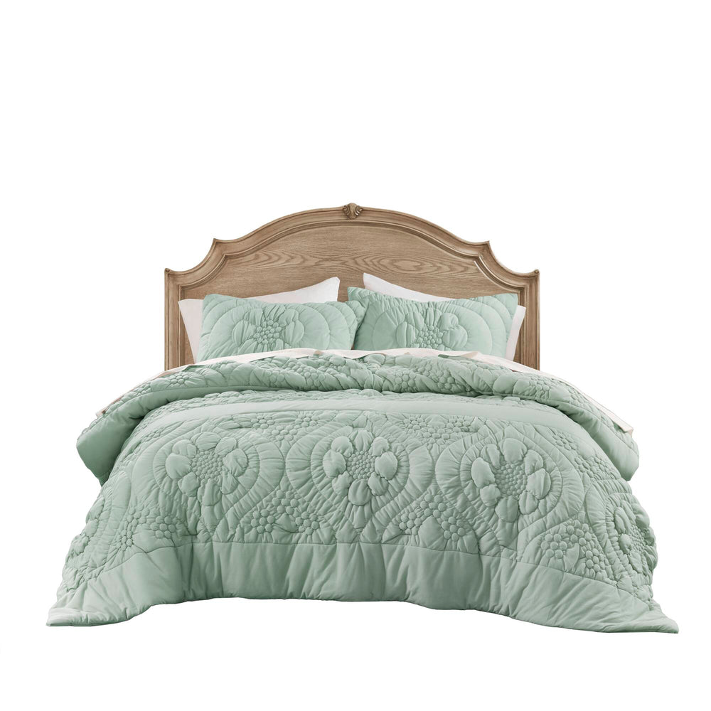 English Elm 3-Piece King Comforter Set In Soothing Sage - Cozy, Easy Care, Stylish Design For Modern Bedrooms B035P408733