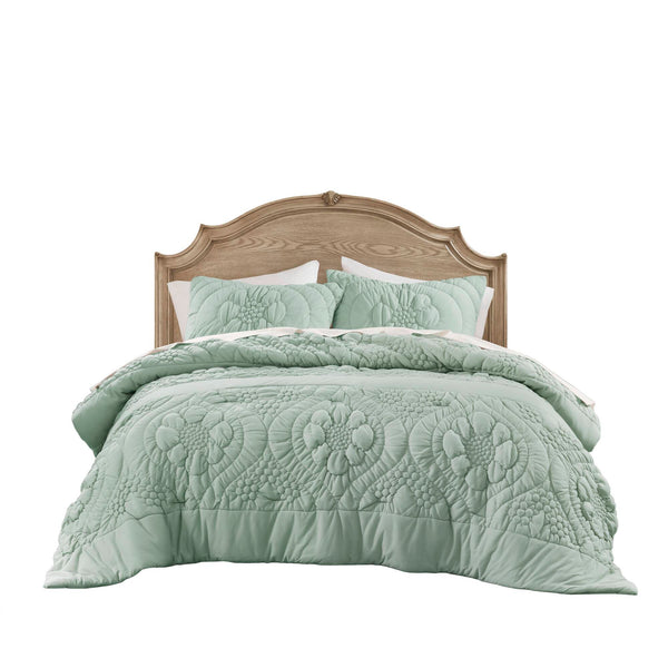 English Elm 3-Piece Full/Queen Comforter Set In Calming Sage | Soft Poly Jersey, Year-Round Cozy Comfort B035P408221