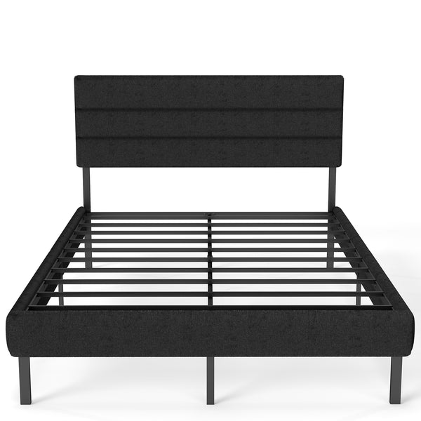 English Elm Queen Upholstered Platform Bed Fabric Headboard 14 Inch Storage No Box Spring T3963P383602