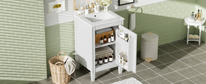 English Elm 20" Modern Bathroom Vanity with Ceramic Sink, Soft-Close Door, U-Shaped Adjustable Shelf & Door Storage Rack for Small Spaces N729P299364K