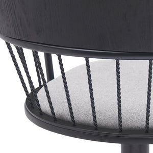 English Elm Nash Swivel Adjustable Barstool Padded Gray Seat Black Wood Metal Kitchen Island B2736P464842