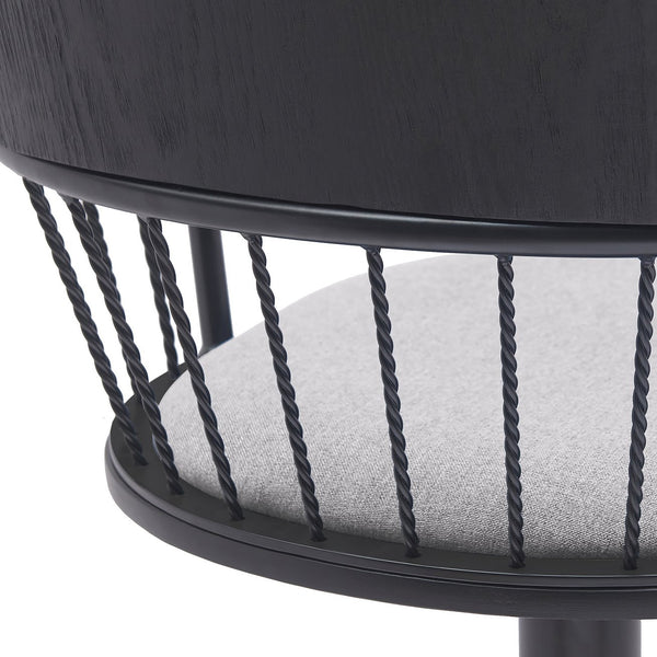 English Elm Nash Swivel Adjustable Barstool Padded Gray Seat Black Wood Metal Kitchen Island B2736P464842