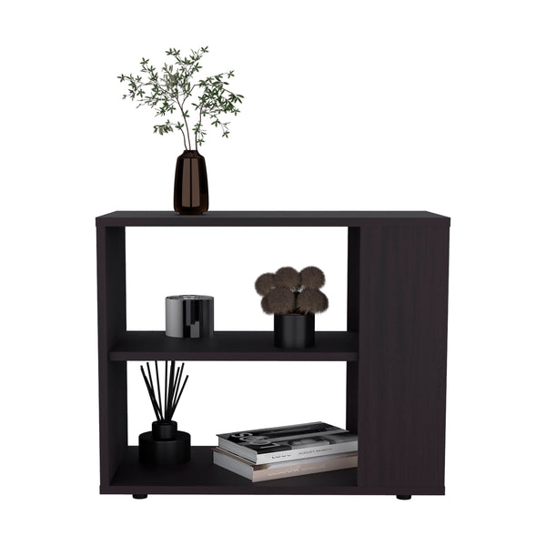 English Elm Garden Slim Matte Black End Table Two Open Shelves Narrow Entryway or Living Room B200P286963