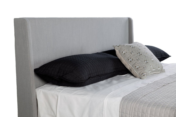 English Elm Queen Light Gray Upholstered Bed with 2 Light Walnut Nightstands — Queen Size, 100% Polyester, Modern Elegance B2699S00074