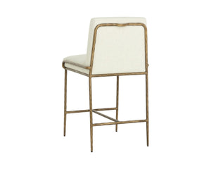 Sunpan LATHAN Counter Stool - Stylish Geralt Linen Seat with Hand-Hammered Brass Frame for Modern Spaces 112314