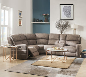 English Elm Olwen Mocha Nubuck Power Sectional Sofa with USB Ports, Reversible Console, Cup Holders, Storage B2726S00120