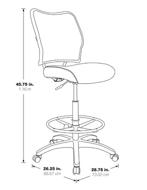 OSP Home Furnishings Deluxe Ergonomic Drafting Chair with Breathable Mesh Back and Pneumatic Height Adjustment Grey 13-37N20D-2M