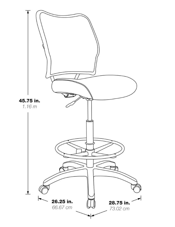 OSP Home Furnishings Deluxe Ergonomic Drafting Chair with Breathable Mesh Back and Pneumatic Height Adjustment Grey 13-37N20D-2M