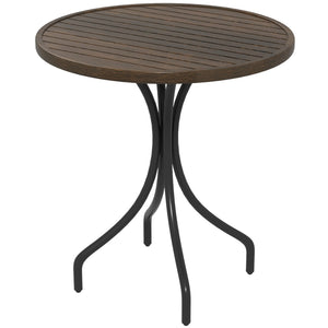 English Elm Outsunny 26" Round Outdoor Side Table - Durable Steel Frame, Slatted Top, Perfect For Patios & Balconies W2225P174465-GIGA