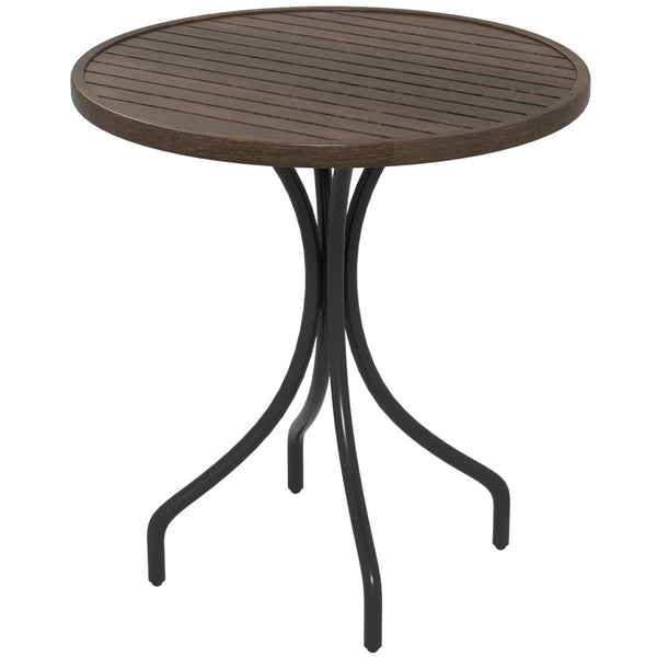 English Elm Outsunny 26" Round Outdoor Side Table - Durable Steel Frame, Slatted Top, Perfect For Patios & Balconies W2225P174465-GIGA