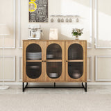 Storage Cabinet with Glass Door, Sideboard Buffet Cabinet For Kitchen, Dining Room, Walnutcolor