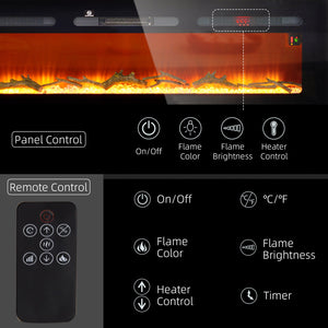 English Elm HOMCOM 60" Electric Fireplace Wall or Recessed with Remote, 1500W Heater, 10 Flame Colors, Timer W2225P249836