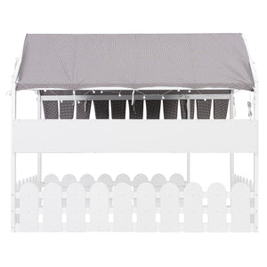 English Elm {slats Are Not Included} Twin Montessori House Floor Bed Kids Tent Lights Shelves Pinewood Frame White N708P407963K