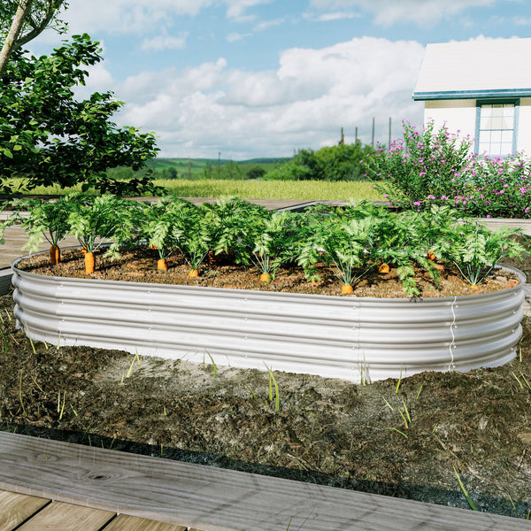 English Elm 8x4x1ft Galvanized Raised Garden Bed Kit – Heavy-Duty, Rust-Resistant Modular Planter, Easy Assembly W840P310527