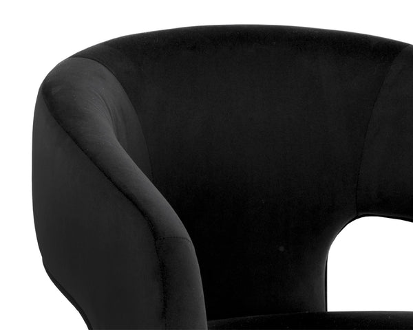 Sunpan ISIDORE Dining Armchair - Luxurious Abbington Black, Ergonomic Support & Modern Open-Back Design 112505
