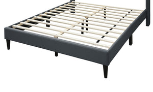 English Elm Modern Burlap Platform Bed Queen with Geometric Diamond Tufted Headboard, Sleek No-Box Spring Design Charcoal 66 L x 23 W x 9 H B011P238958