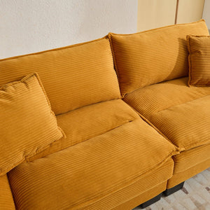 English Elm Corduroy Stylish Sleeper Sofa Loveseat with Dual-Layer Cushions & Two Support Pillows, Sturdy Frame Yellow W676P184141