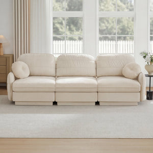 English Elm 105" Chenille Cloud Sofa Deep Seat Three Seater with Quilted Back for Living Room W714S01750