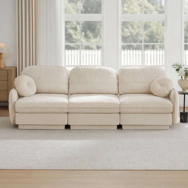 English Elm 105" Chenille Cloud Sofa Deep Seat Three Seater with Quilted Back for Living Room W714S01750