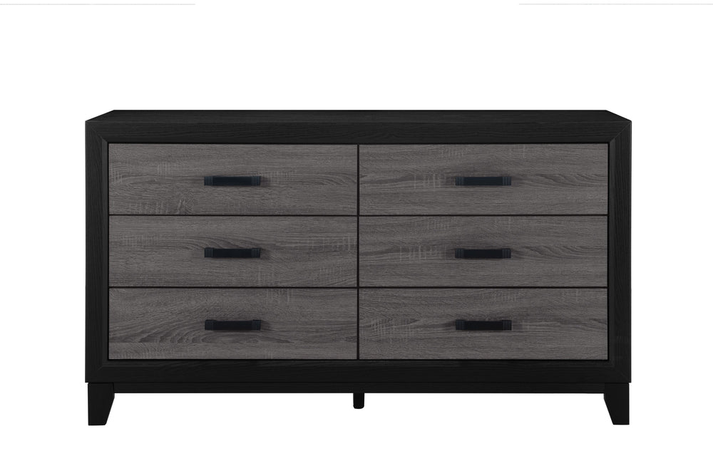 English Elm SOLUTO Rustic Urban Farmhouse Bed with Headboard Storage, Dark Gray & Black Wood Inlay, Solid Build Grey and Black Queen Bookcase Bed B201S00283