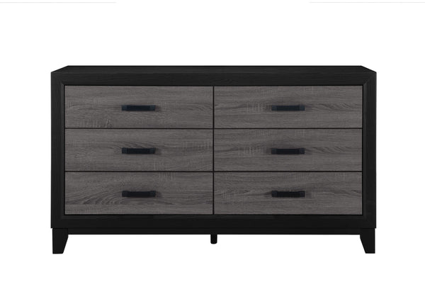 English Elm SOLUTO Rustic Urban Farmhouse Bed with Headboard Storage, Dark Gray & Black Wood Inlay, Solid Build Grey and Black Queen Bookcase Bed B201S00283