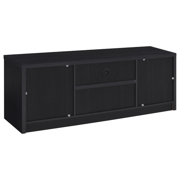 English Elm Sloat Matte Black Modular Entertainment Center with Media Towers and Open Shelving B062S01706