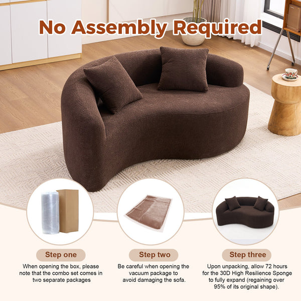 English Elm LY-042 Ergonomic Dual-Depth Loveseat Sofa, Brown Chenille, Zen Modular Design, 400 lb Capacity W2231P329732