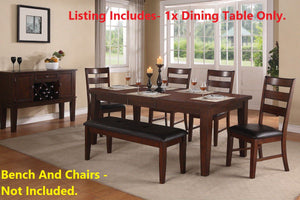 English Elm Dining Rectangle Expandable Dining Table with 18" Leaf Solid Wood Veneer Contemporary Antique Finish, 60" Base Walnut 65 L x 48 W x 10 H B011P207136