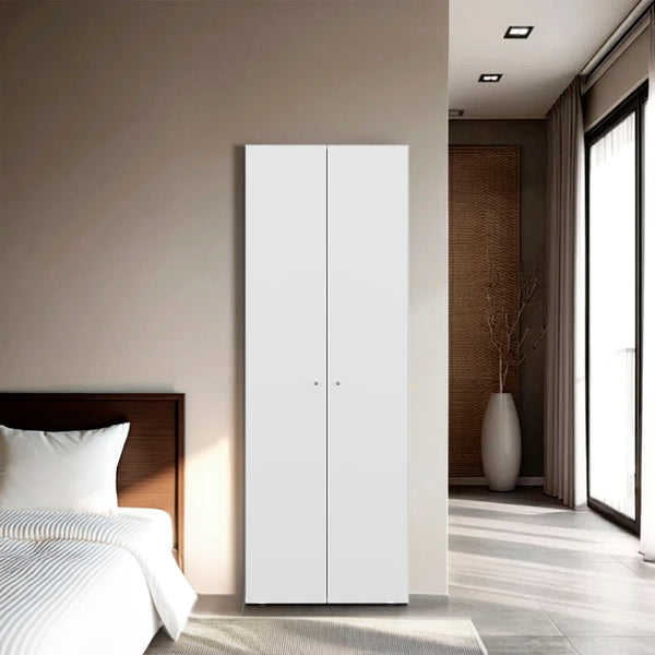 English Elm Armoire 66.9" H With 2 Doors & 4 Shelves - Modern White Storage Solution For Bedroom Organization B097P395912
