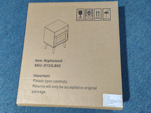 English Elm 22.83'' Rattan Nightstand with Door & Open Shelf, Oak MDF Accent Bedside Table for Small Spaces W808P212700