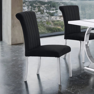 English Elm 2p Channel Tufted Side Chair with Sleek Contemporary Profile, Minimalist Upholstered Seat for Dining Black,Silver 26 L x 19 W x 17 H B2741P404868