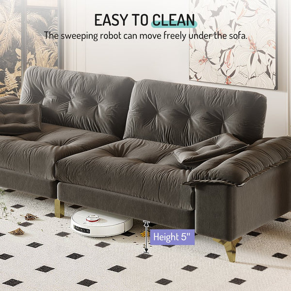 English Elm 104.7 Modern 4-Seat Cloud Sofa with Wide Removable Armrests, Tufted Chenille Comfort & Metal Legs DARK GREY W1885S00183