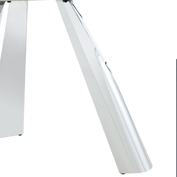 English Elm Table Set - Modern 42-Inch Round Dining Table With 6 Stylish White Chairs & Stainless Steel Legs W2920S00016-GIGA