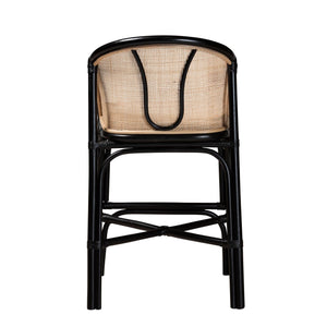 English Elm Modern Woven Rattan Counter Stool with Cushion Bohemian Kitchen Seating B2750P467680