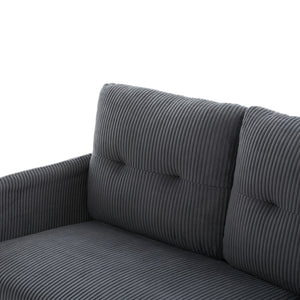 English Elm United We Win Corduroy Loveseat Plush Ergonomic Sofa with Spring Support Metal Legs Carbon Gray W1568P410050