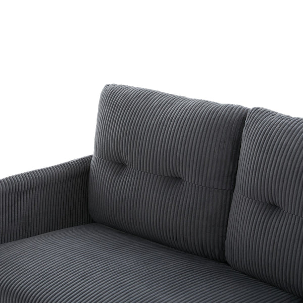 English Elm United We Win Corduroy Loveseat Plush Ergonomic Sofa with Spring Support Metal Legs Carbon Gray W1568P410050