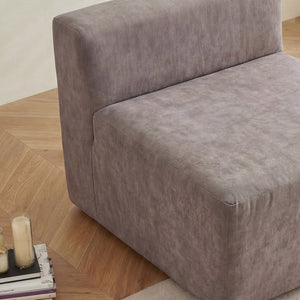 English Elm Cube Velvet Lounge Chair Dense Foam Compact Seat for Bedroom or Studio Apartment W3670P355790