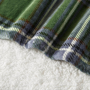 English Elm 1-piece Aztec Heated Throw with 12 Settings Auto Shutoff Soft Ivory Boho Blanket Green Plaid B035P408331